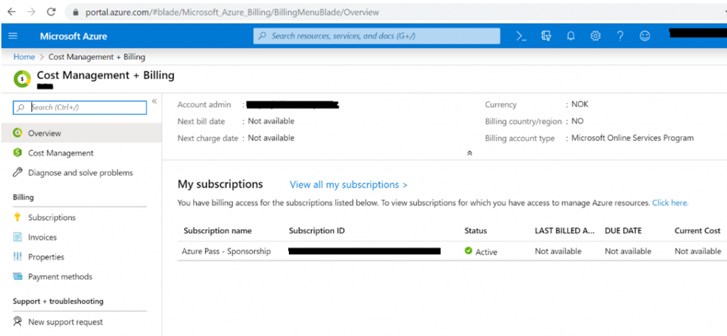 Microsoft Azure Account Overview